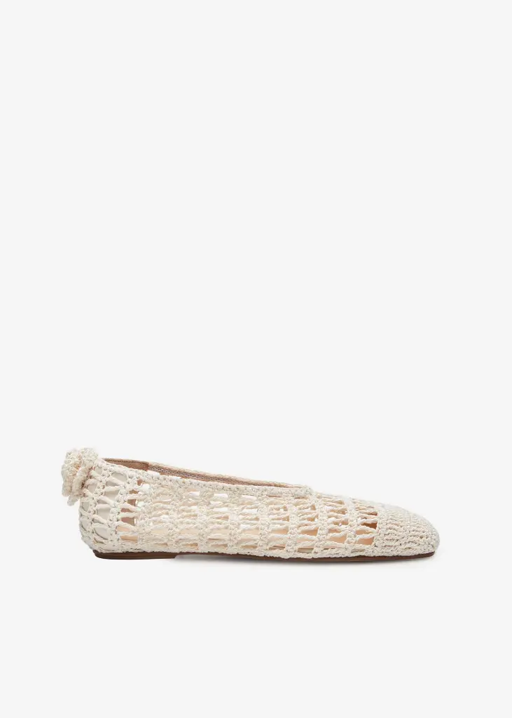 Crochet ballet flats in cream 