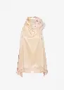Silk open-back lace-trim blouse in peach