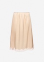 Silk lace-trim slip skirt in peach