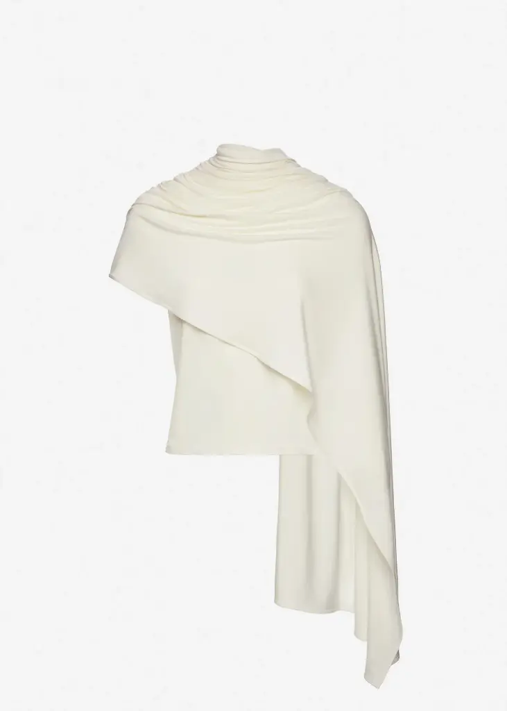 Fitted t-shirt with scarf in cream