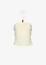 Draped halterneck top with beads in cream
