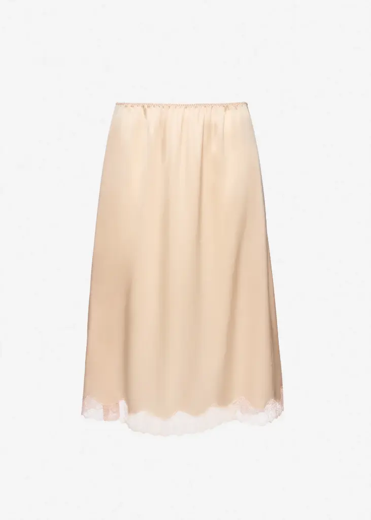 Re26 Skirt 11 Orange 40 Silk lace-trim slip skirt in peach