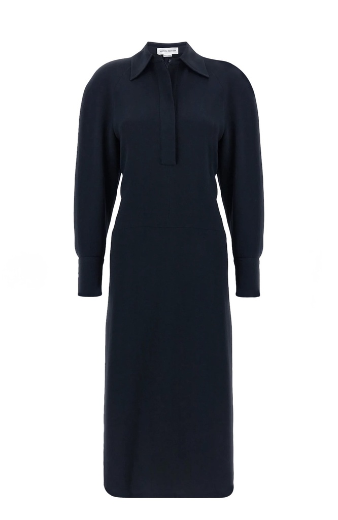 Long Sleeve Polo Collar Midi