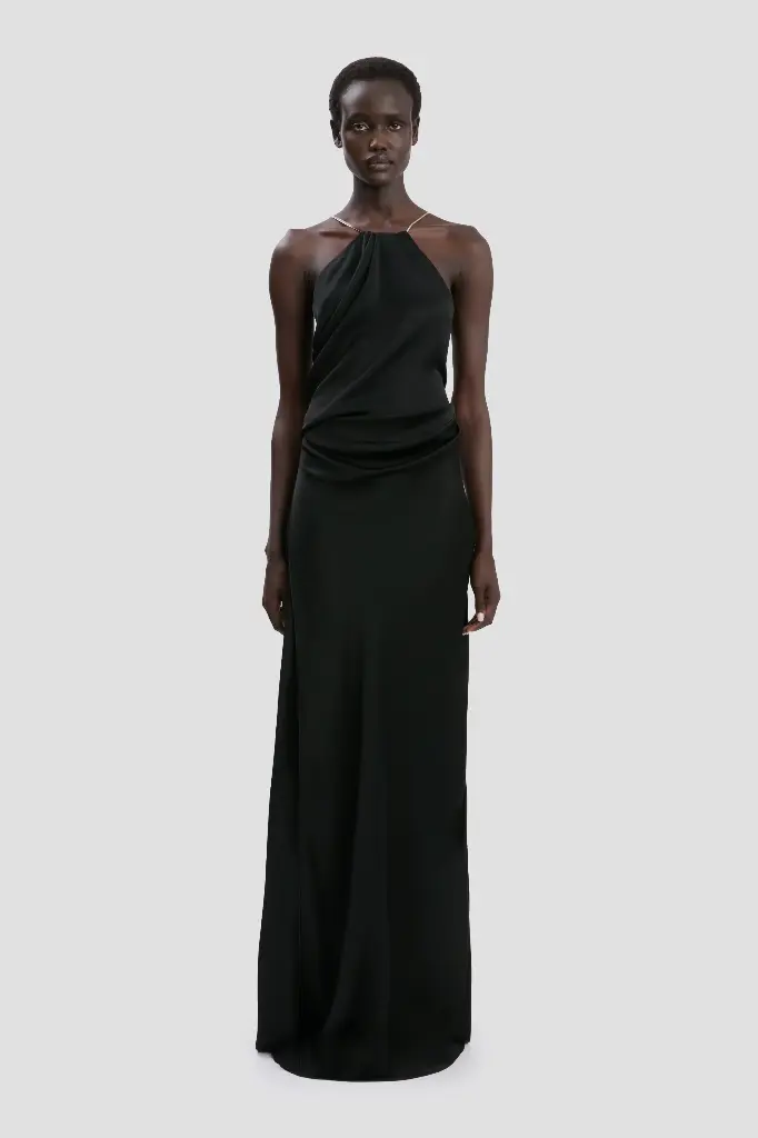 Chain Detail Halter Gown