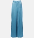 Satin Dropped Waist Straight Wide Leg