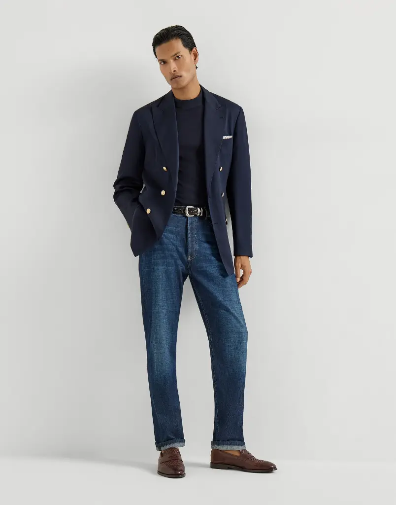 Lightweight Old Denim Iconic Fit Five-Pocket Trousers/Dark Blue 