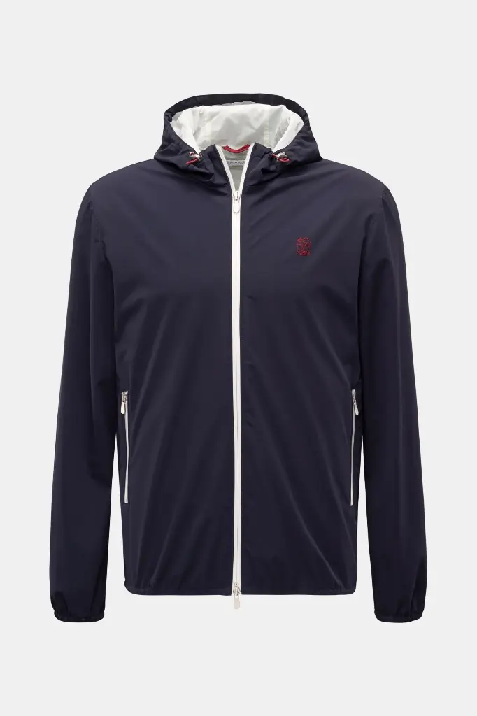 Bonded Nylon Hooded Outerwear Jacket With Logo