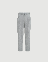 Linen And Virgin Wool Chevron Trousers With Drawstring And Double Pleats