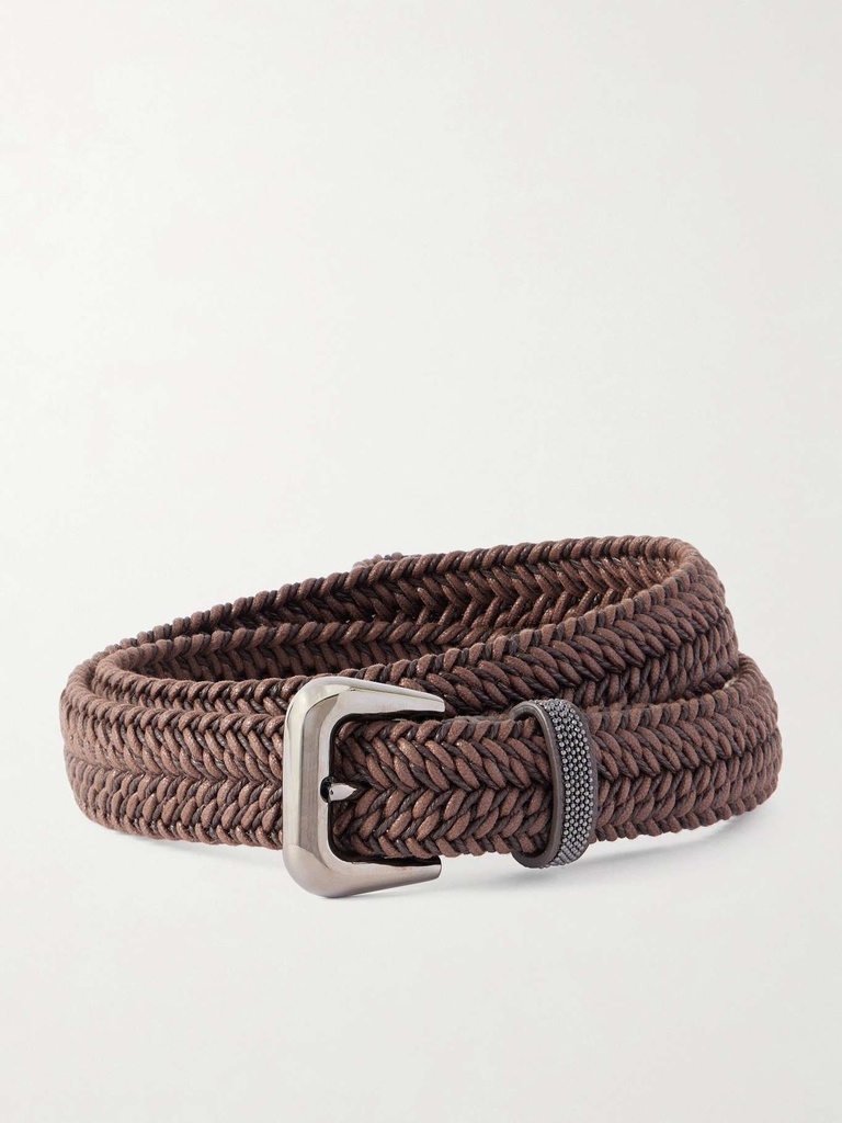 Stretch Cotton Braided Belt With Shiny Loop