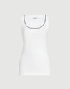 Stretch Cotton Ribbed Jersey Top With Shiny Trim