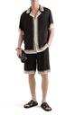 Logo And Stripe Print Vanity Silk Bermuda Shorts
