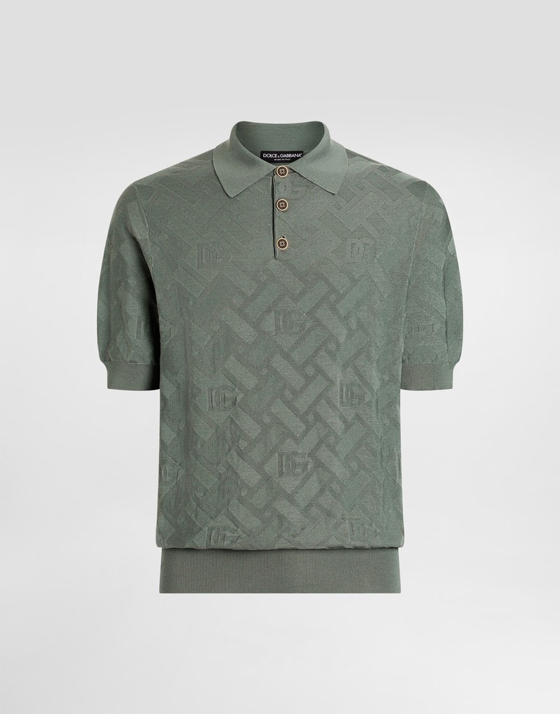 Micro Dot Stitch Silk Polo Shirt