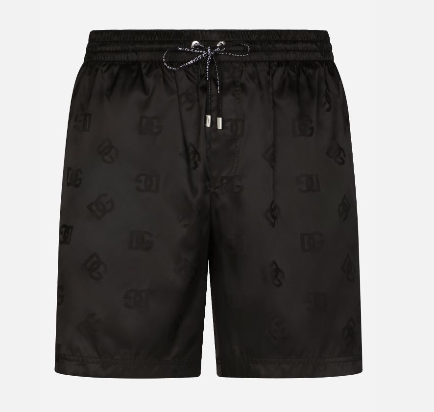 Mid Length Jacquard Swim Trunks With DG Monogram
