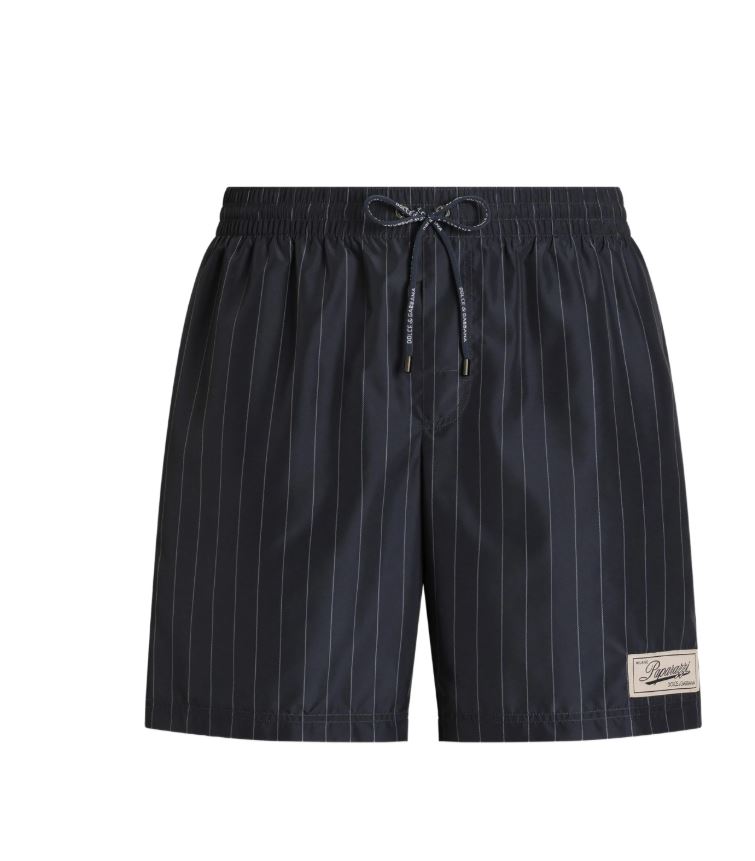 Striped Pattern Drawstring Swim Shorts
