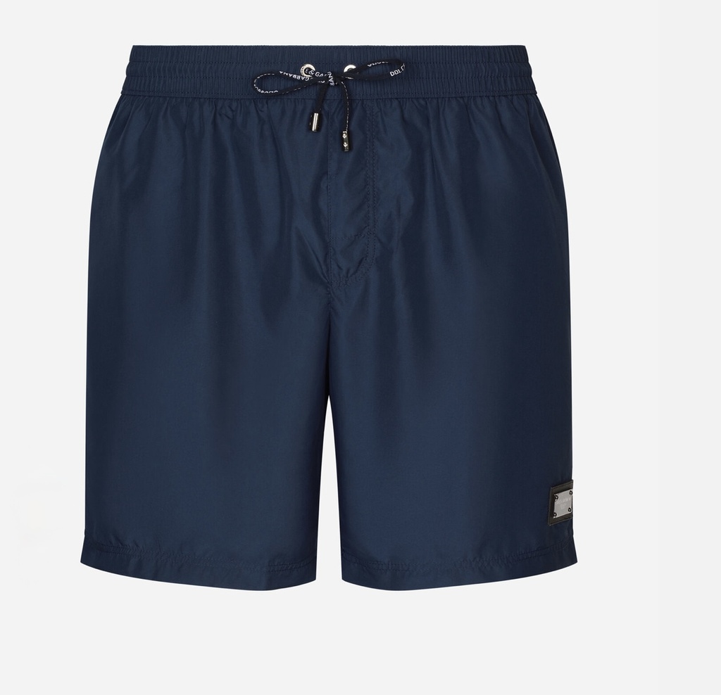 Long Leg Swim Trunks With Branded Tag