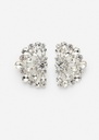 Crystal rosette stud earrings in silver