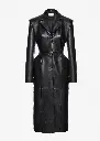Tailored leather coat in black