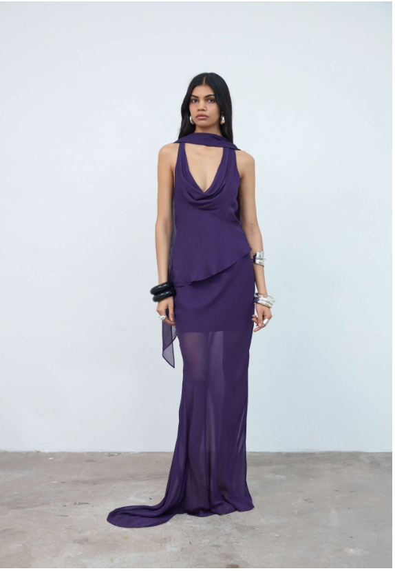 Diosa Skirt In Purple Georgette 