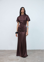 Myra Maxi Dress In Brown Double Satin