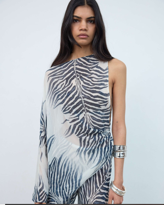 Maha Top In Zebra Georgette 