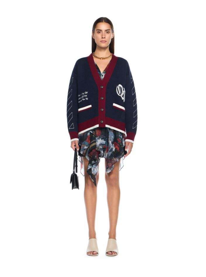 Jacquard Knit Varsity Cardigan