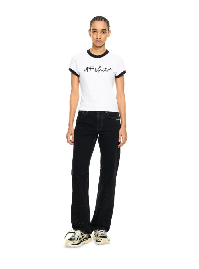Embroidered Script Fitted T-Shirt