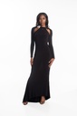 Second Skin Crystal Tie Long Dress Black