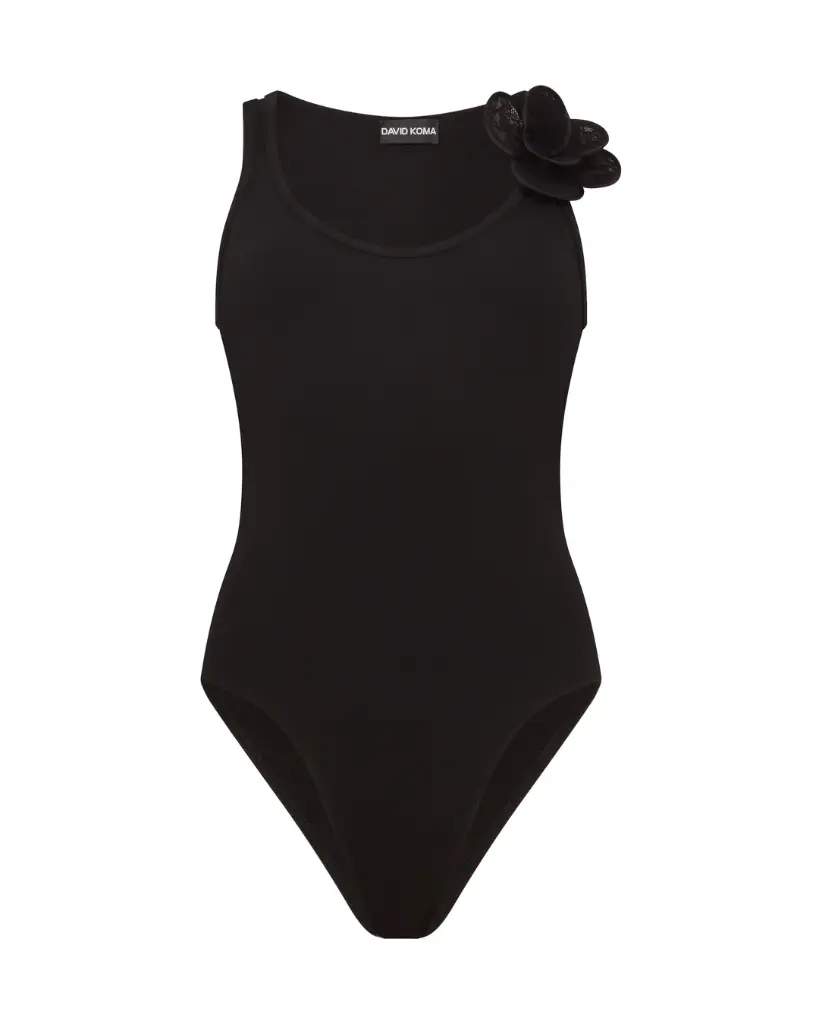 3D Lace Flower Embroidery Detail Bodysuit