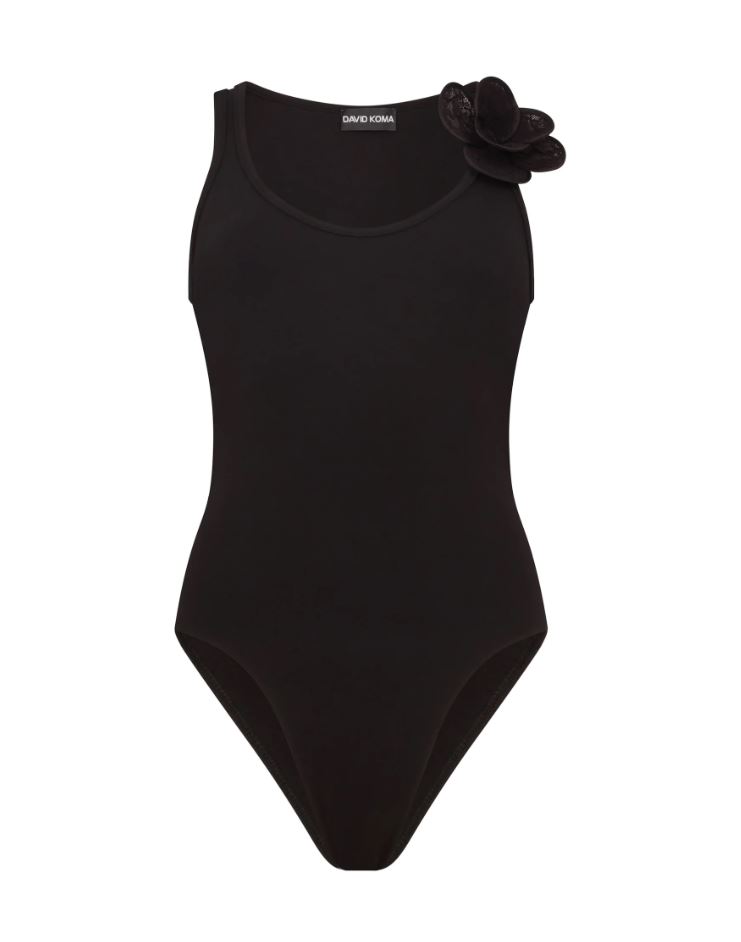 3D Lace Flower Embroidery Detail Bodysuit