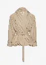 Draped Collar Cotton Jacket In Beige
