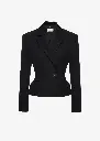 Tailored Wool Peplum Blazer In Black