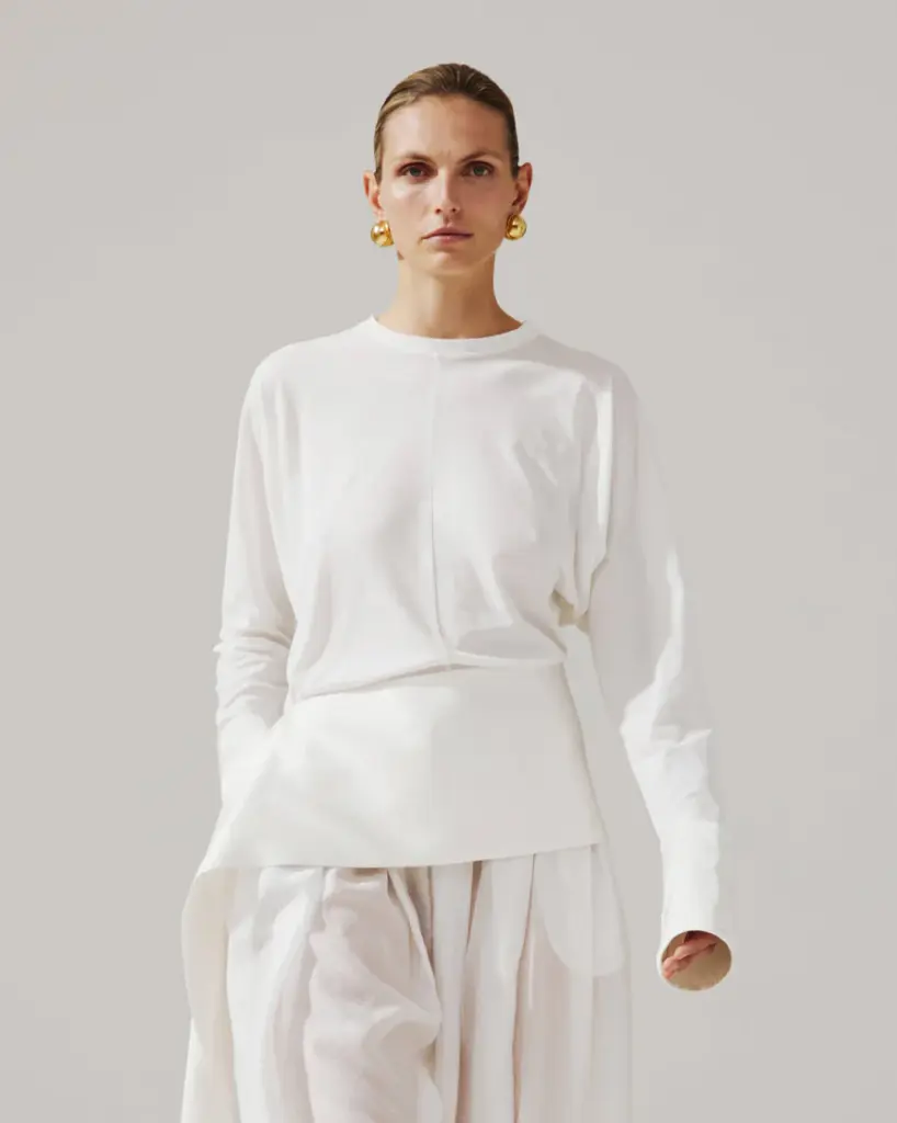 Luna- Jersey Top With Dropped Satin Detailes