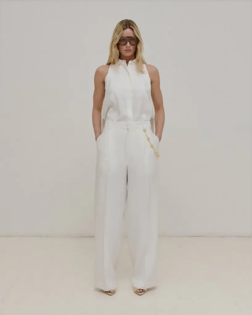 Danielle- Chain Adorned Wide-Led Trousers