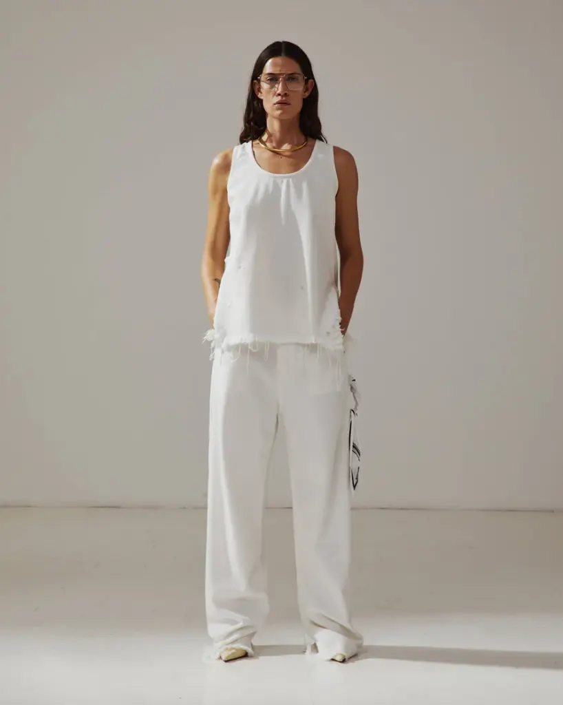 Lisa- Scarf Adorned Loose Fit Carpenter Tencel Denim