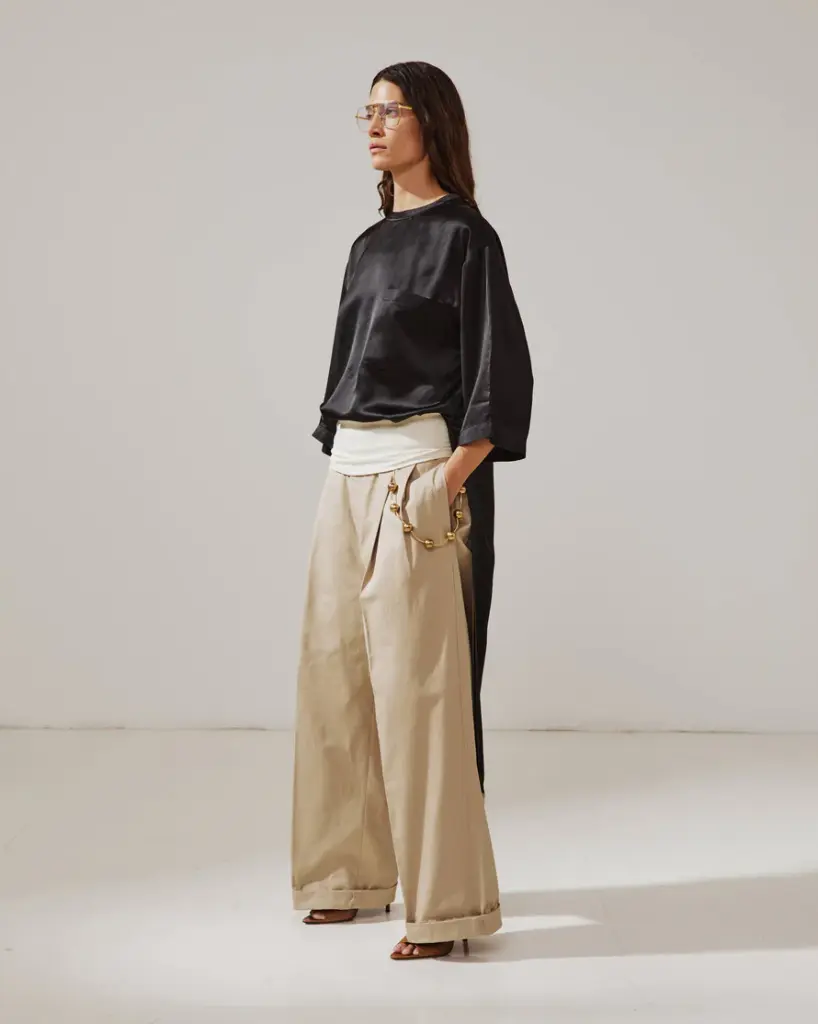 Wendy- Elastic Waist Wide- Led Trousers