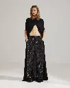 Sienna- Hand Applique Bold Paillettes Loose Side Split Denim