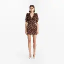 Polka Dot Silk CDC Mini Dress with JWL Buttons