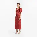 Print Silk Jacquard Midi Dress with JWL Buttons