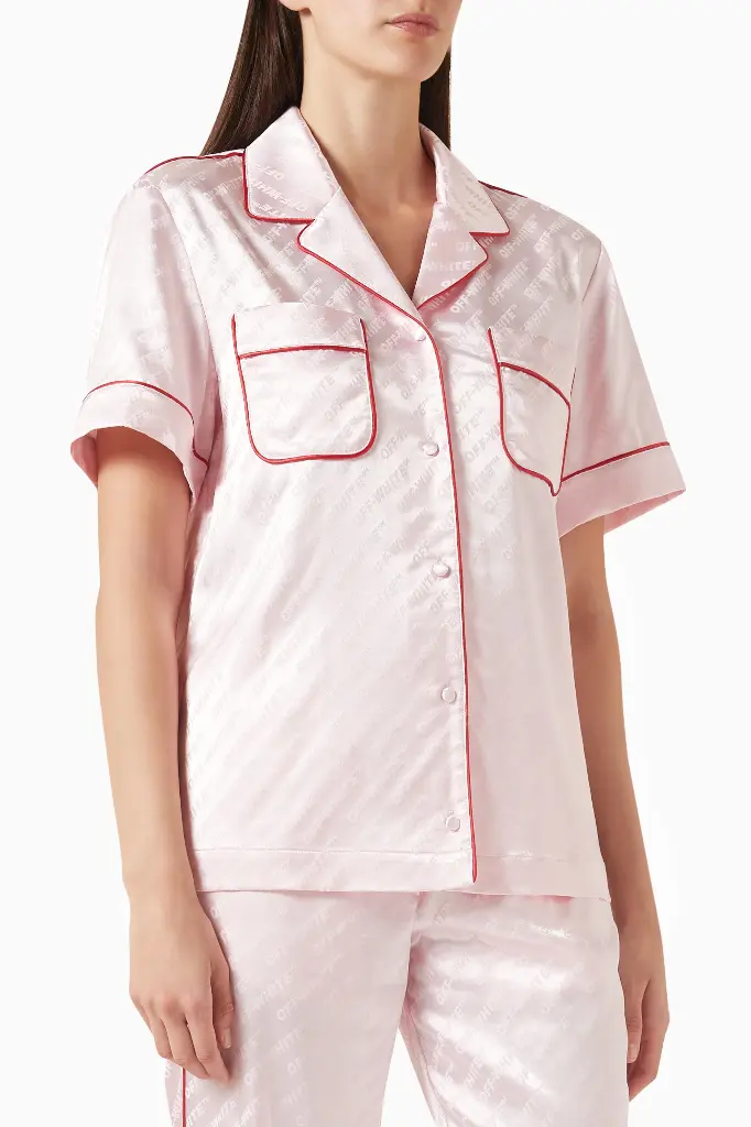 Jacq Off Satin Pajama Shirt Soft Pink