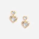 Gold Crystal Heart Tiered Earrings