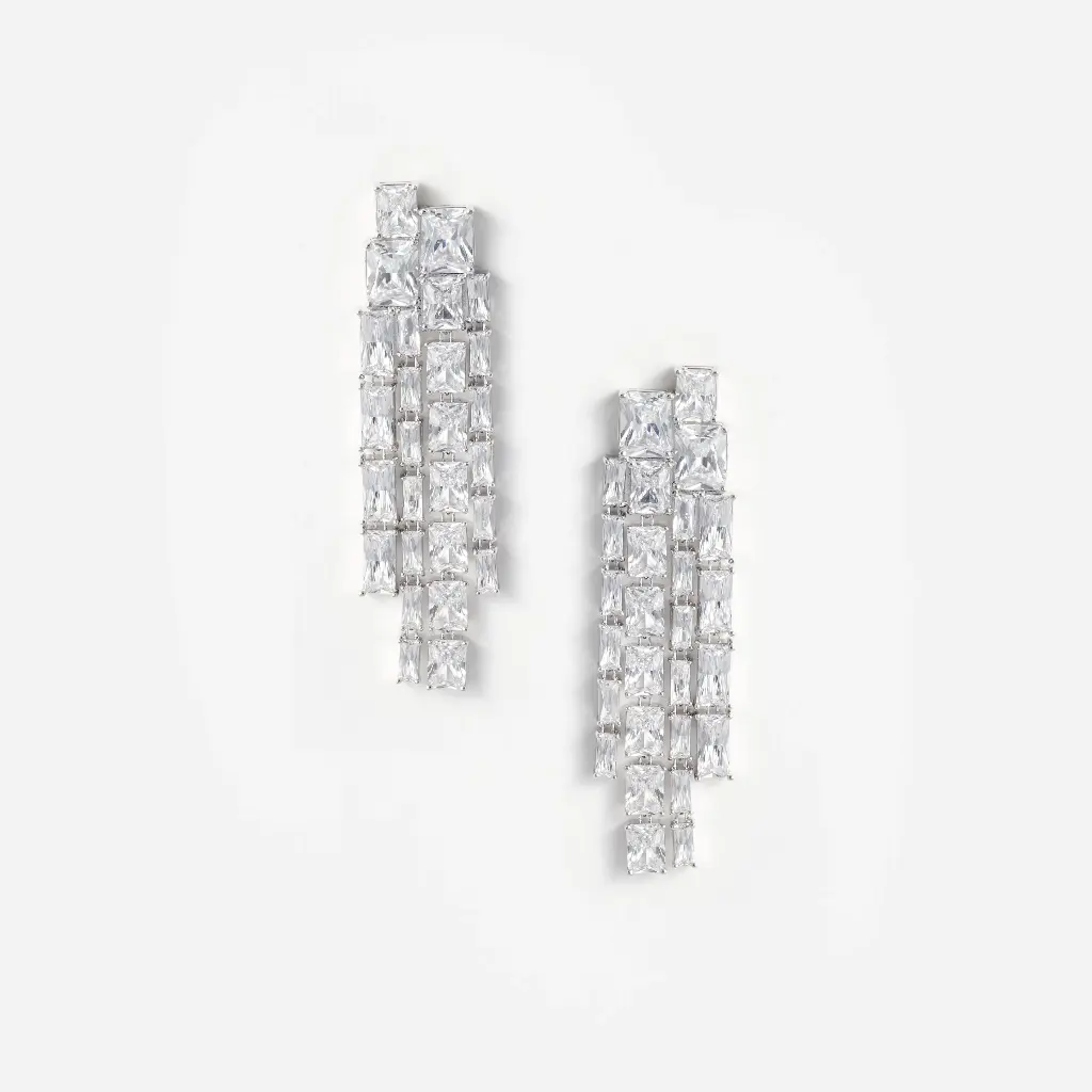 Square Crystal Dangle Earrings
