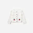 White Cherry Motif Cardigan