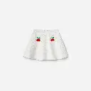 White Cherry Motif Knit Skirt