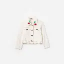 Cream Denim Cherry Motif Jacket