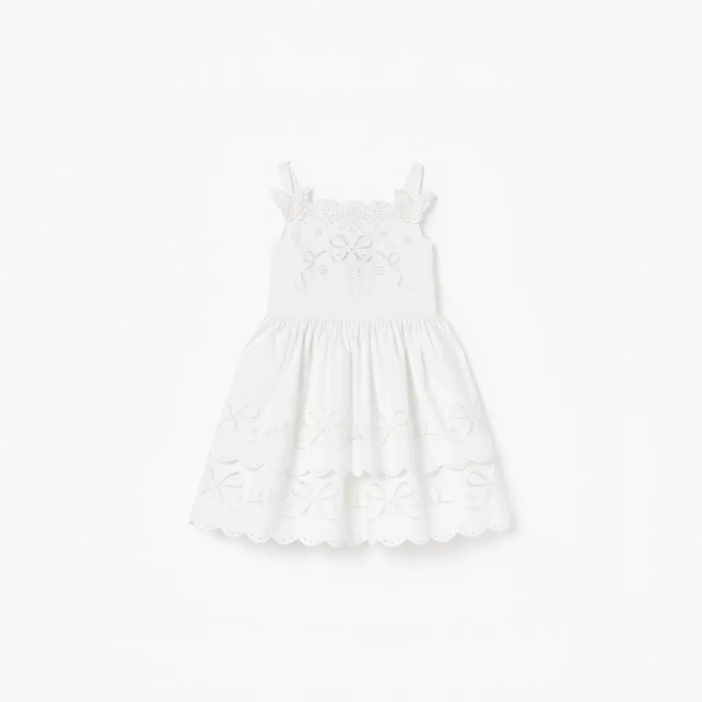 White Cotton Embroidered Dress