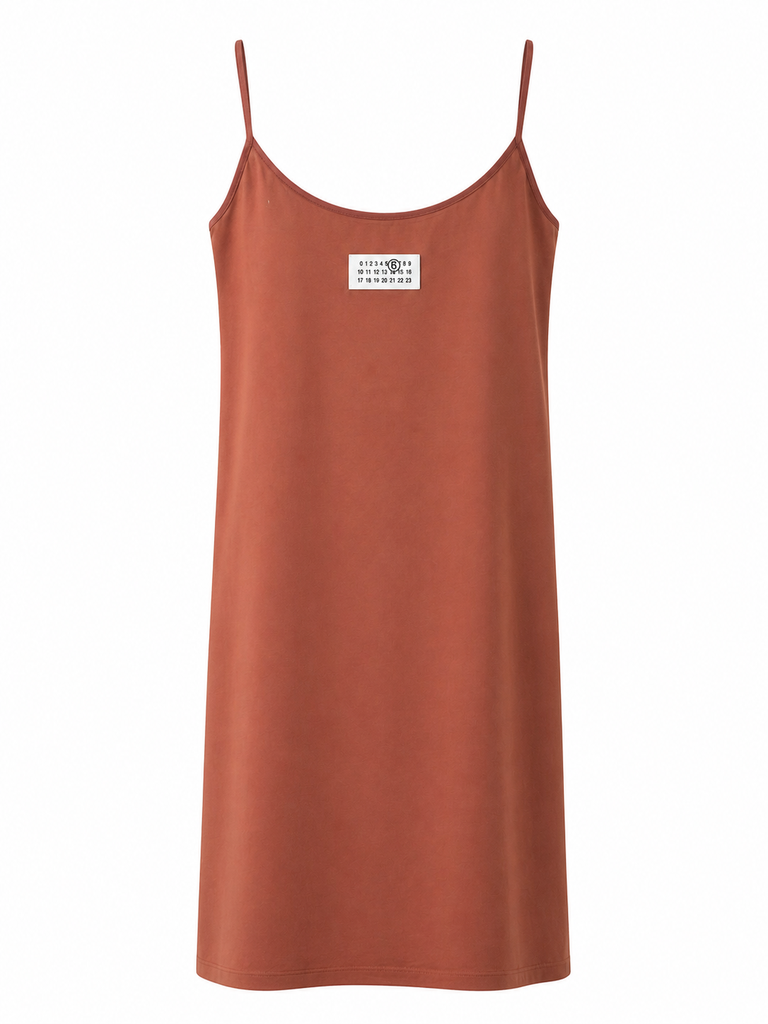Spaghetti Strap Logo Patch Mini Dress