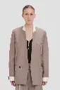 Collarless Jacket In Limestone