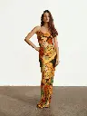 Frutas Silk Satin Long Dress