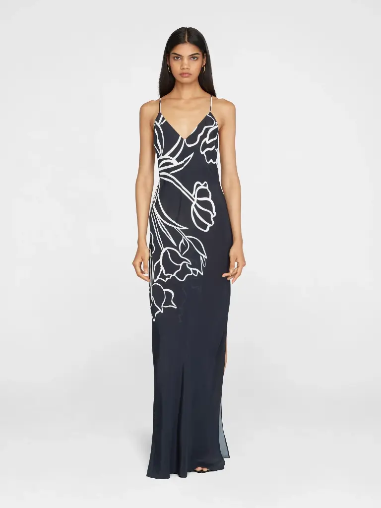 Tulipanes Silk Long Dress