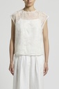 Woman Shirt Cotton And Sequin Embroidered Light Tulle Solar White
